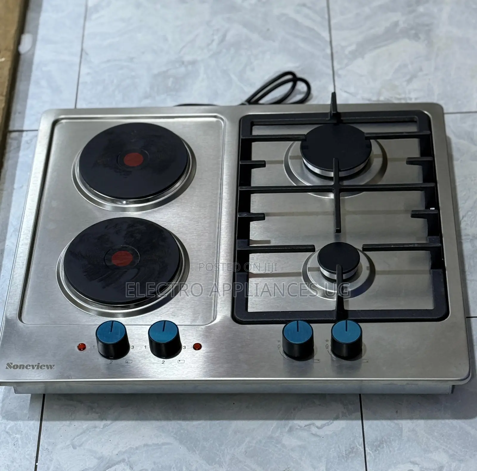 Stainless Steel Gas Hob 2 Hotplates and 2 Gas Burners