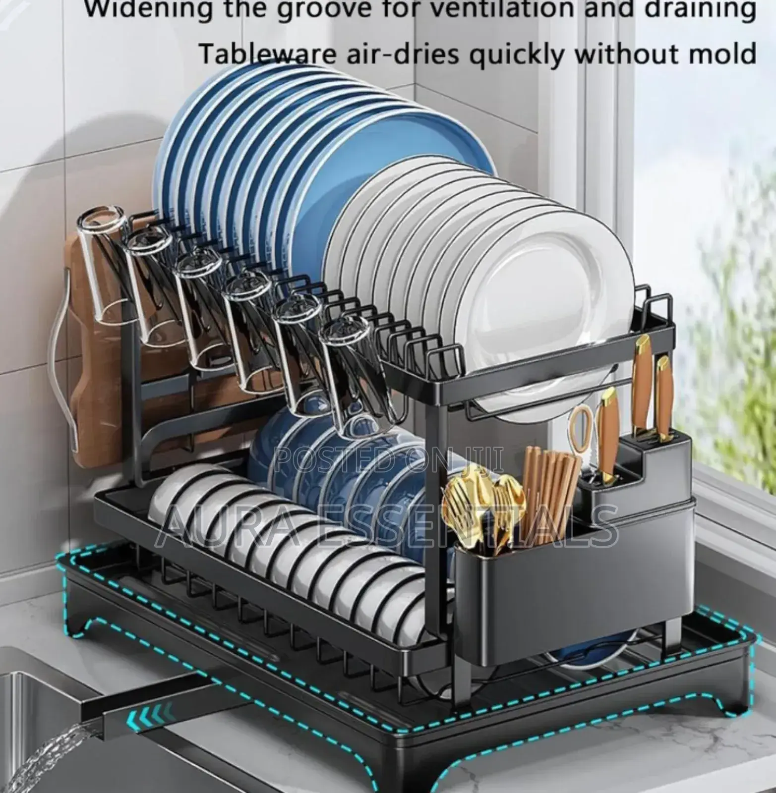 Convenient Folding Two-Tier Dish Drainer With a Removable Tray