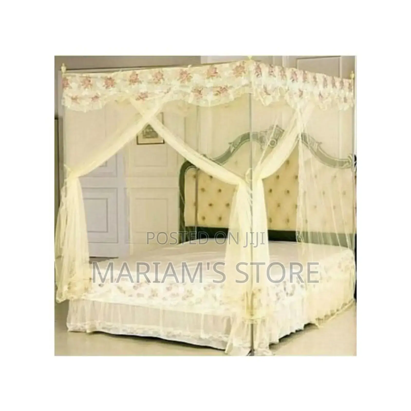 Mosquito Net With Stands - Cream,Top Designs May Differ