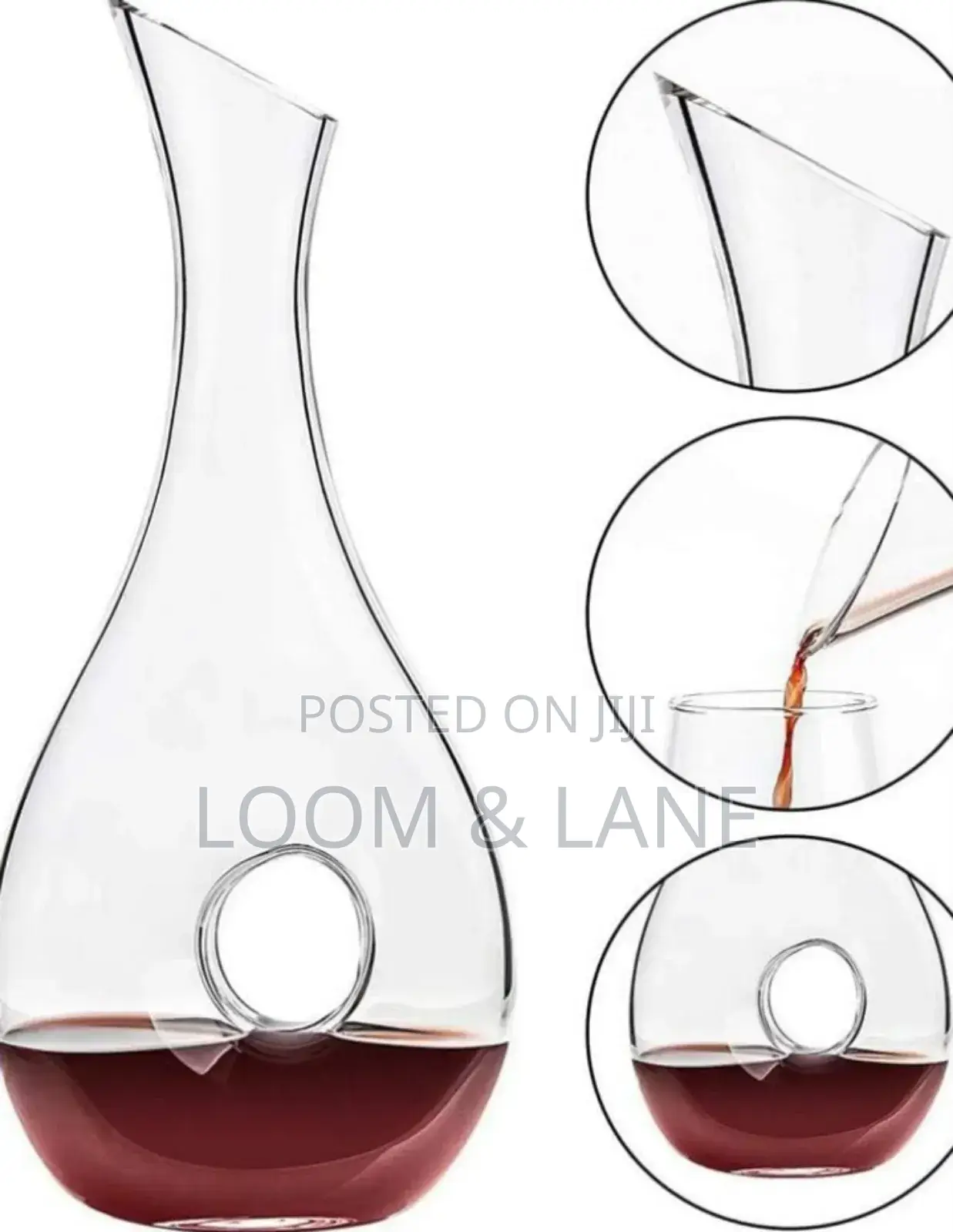 Unique Hand-Blown, Lead-Free Crystal Glass Wine Decanter