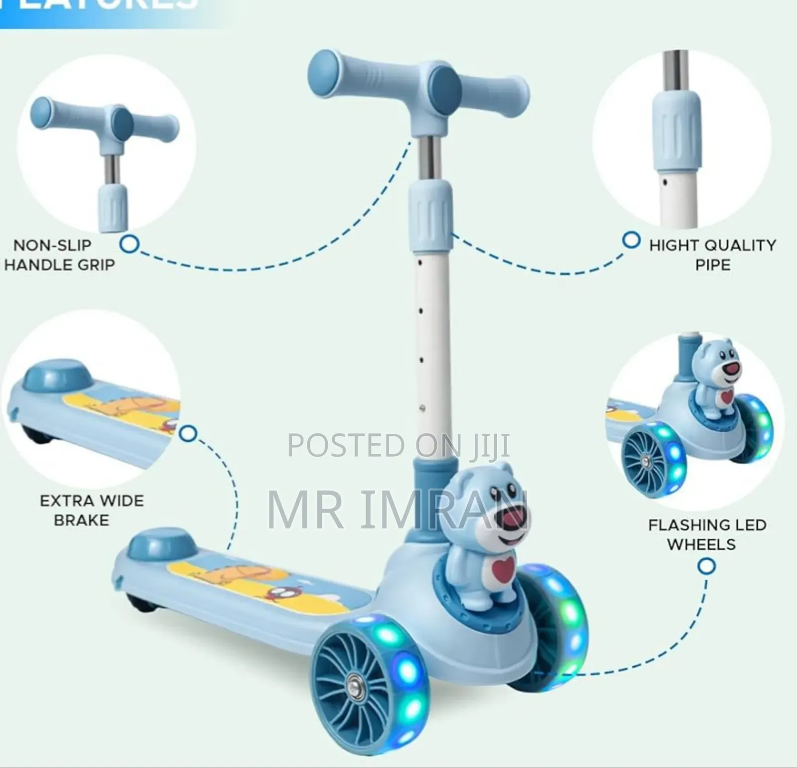 Foldable 3-Wheel Kids Kick Scooter.
