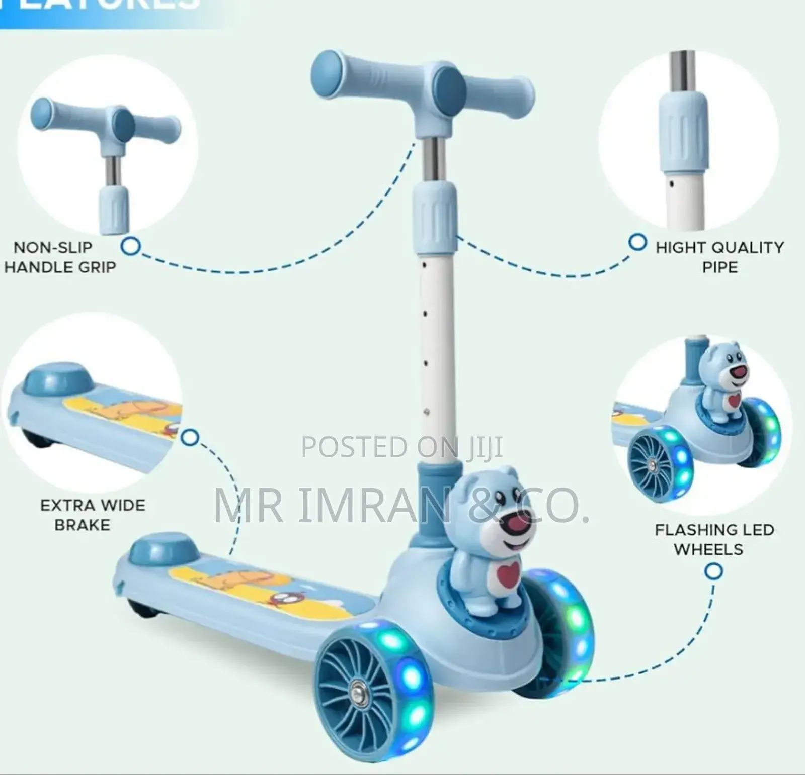 Foldable 3-Wheel Kids Kick Scooter.