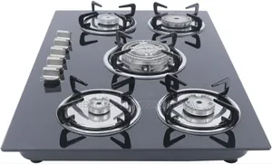 5 Burner Gas Cooktop Built-in Stainless Steel Glass Burner
