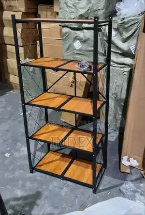 5 Tier Folding Wooden Organizer Rack For Home Office