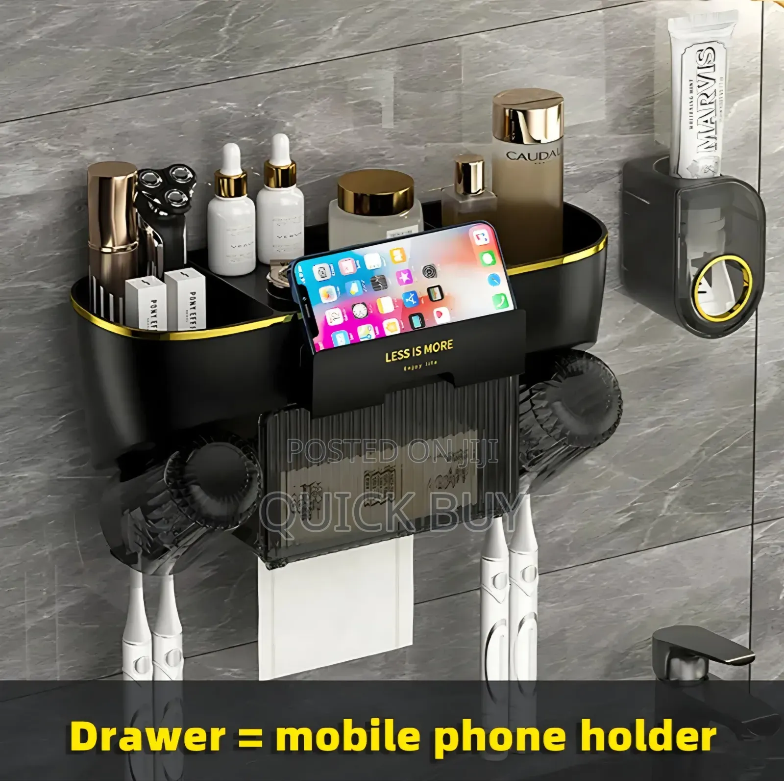 Unique Multifunctional Wall-Mounted Toothbrush Holder and Organizer