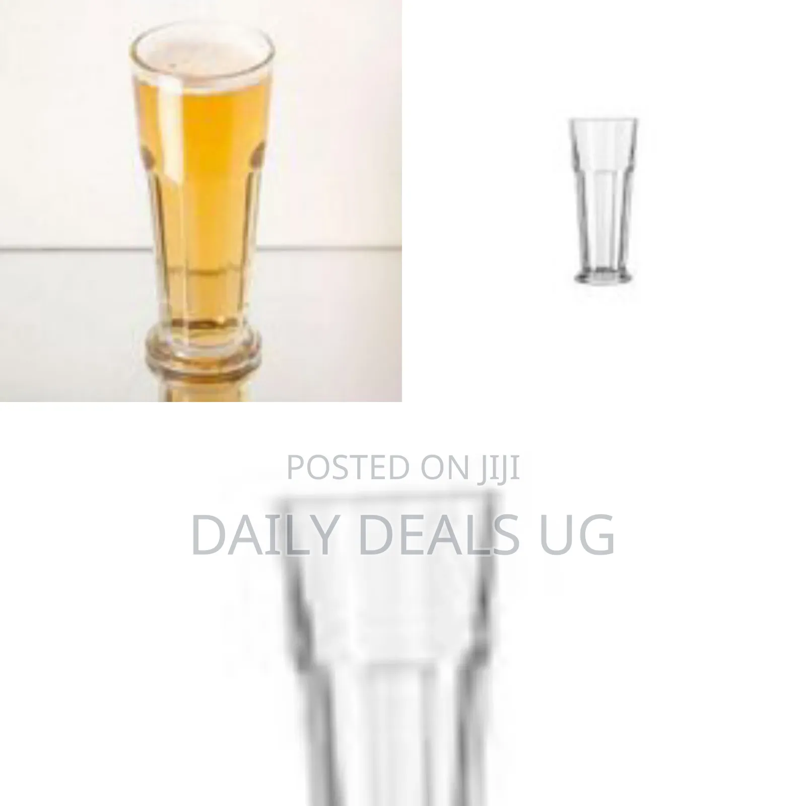 Set of 6 Elegant Tall Glass Tumblers With Faceted Base - Transparent