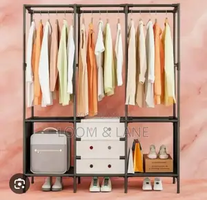 Freestanding Metal Garment Rack or Portable Closet With Multiple Hang