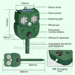 Solar Powered Ultrasonic Animal Deterrent Repellent For Farm | Outdoor