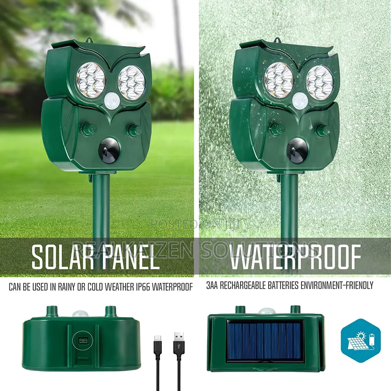 Solar Powered Ultrasonic Animal Deterrent Repellent For Farm | Outdoor