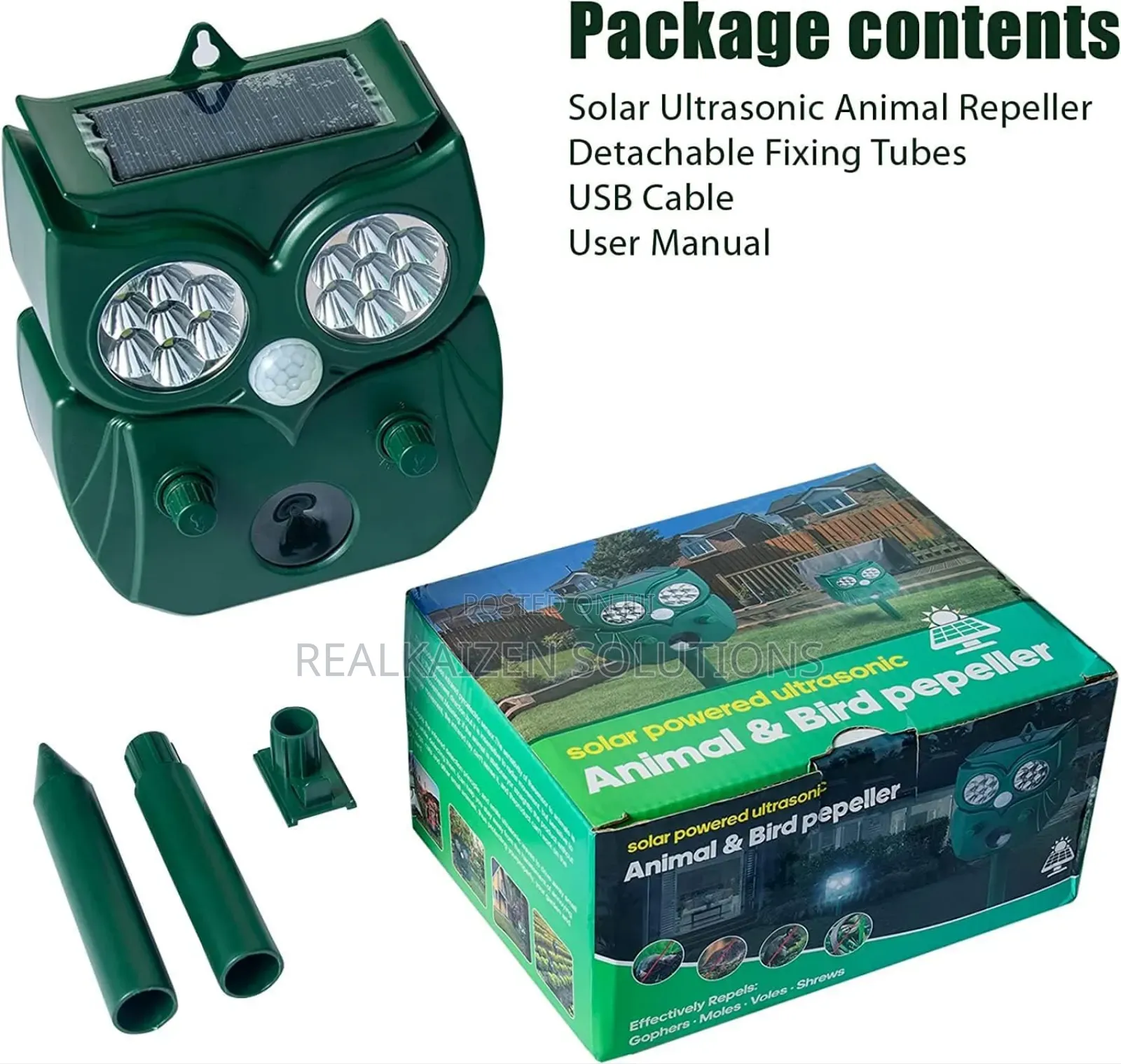 Solar Powered Ultrasonic Animal Deterrent Repellent For Farm | Outdoor