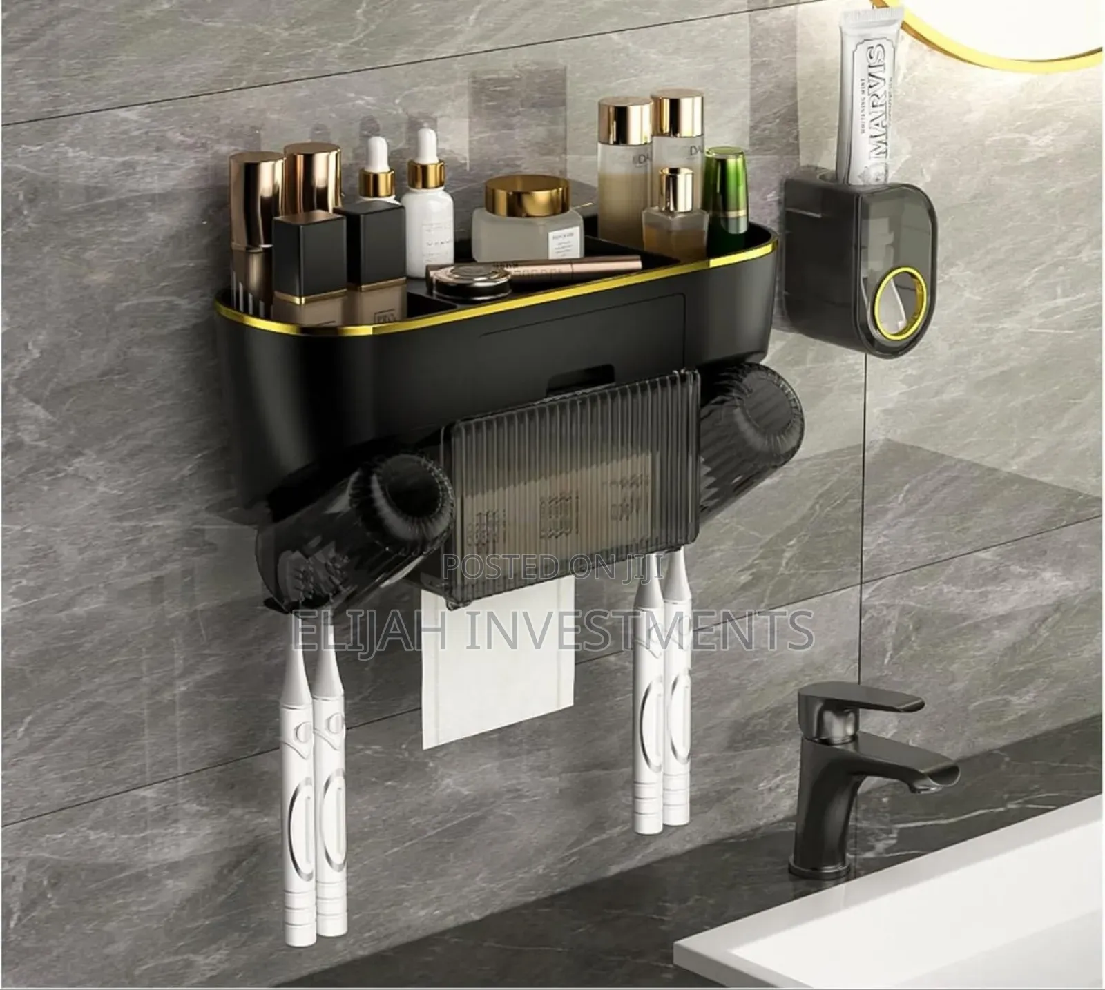 Unique Multifunctional Wall-Mounted Toothbrush Holder and Organizer