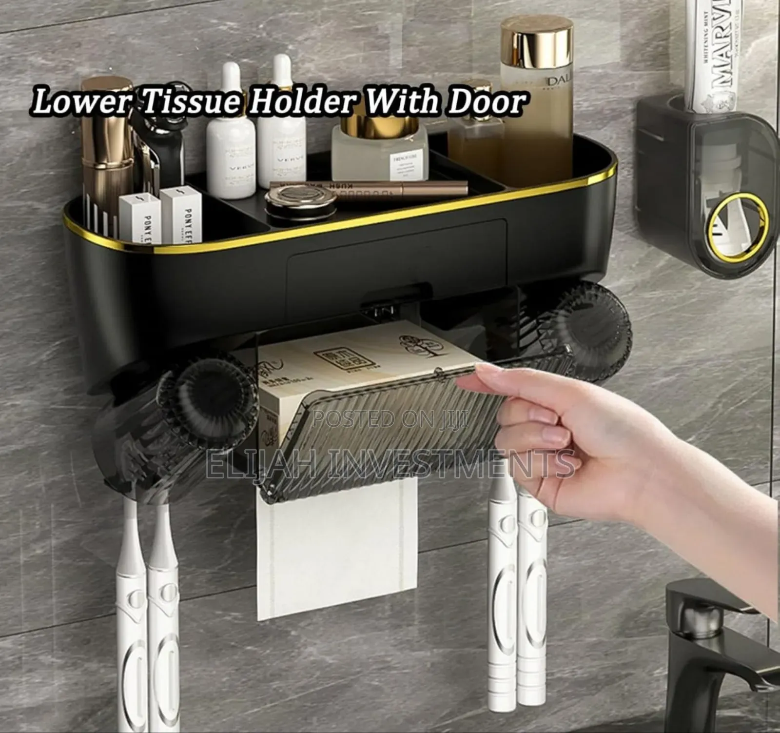 Unique Multifunctional Wall-Mounted Toothbrush Holder and Organizer