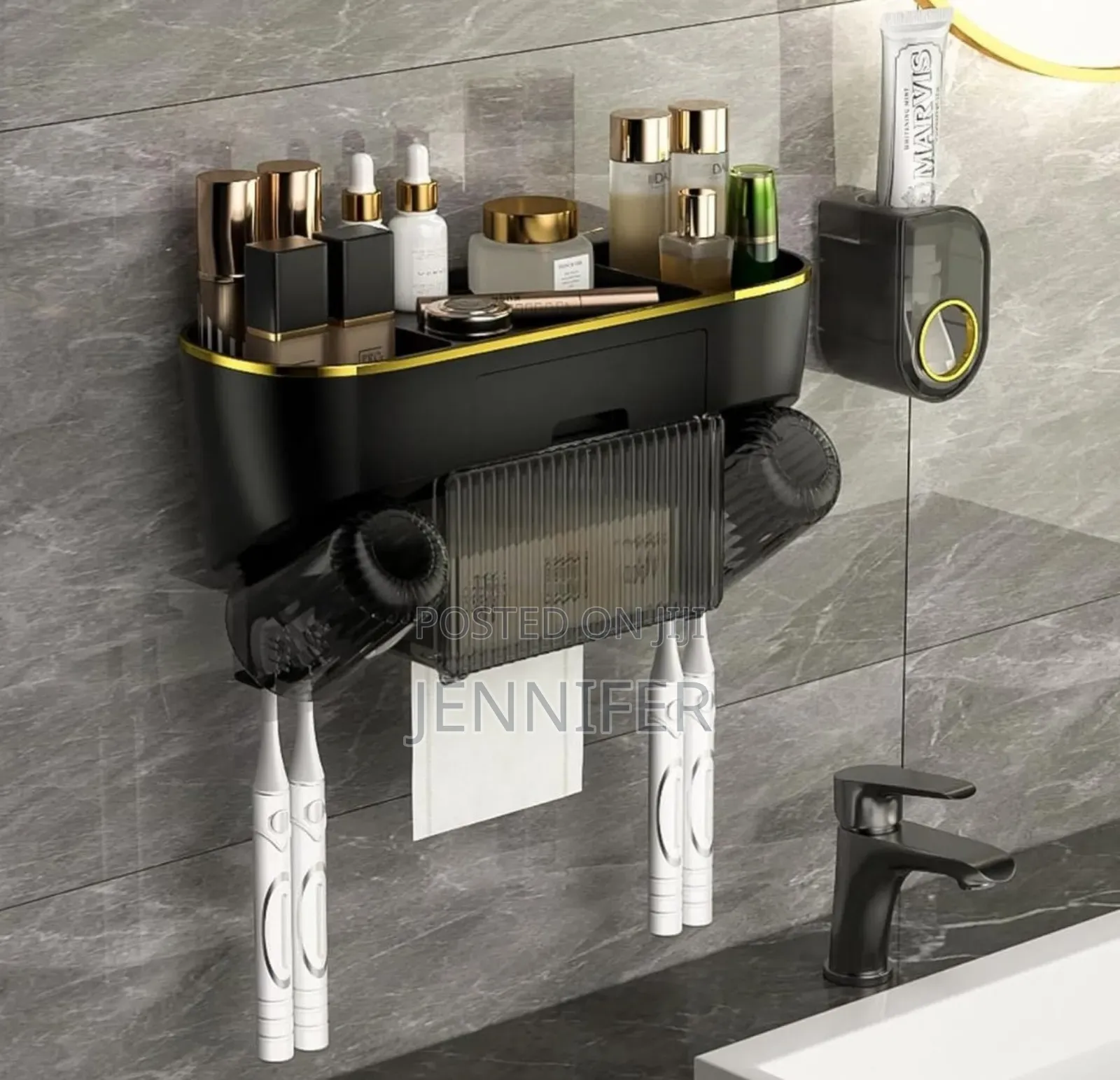 Unique Multifunctional Wall-Mounted Toothbrush Holder and Organizer