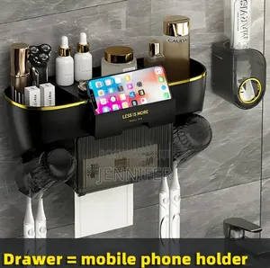 Unique Multifunctional Wall-Mounted Toothbrush Holder and Organizer