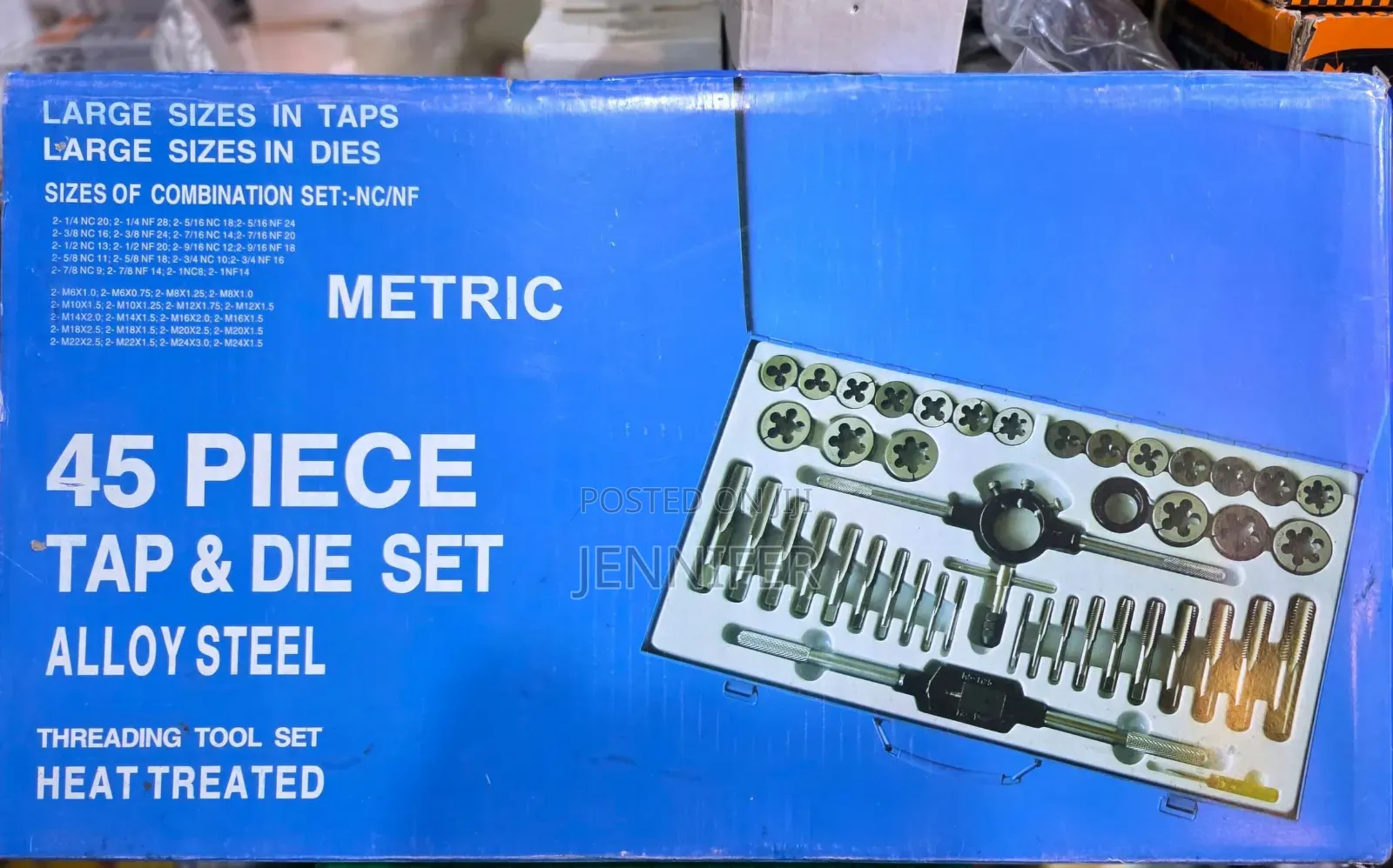 45-Piece Alloy Steel Tap and Die Threading Tool Set.