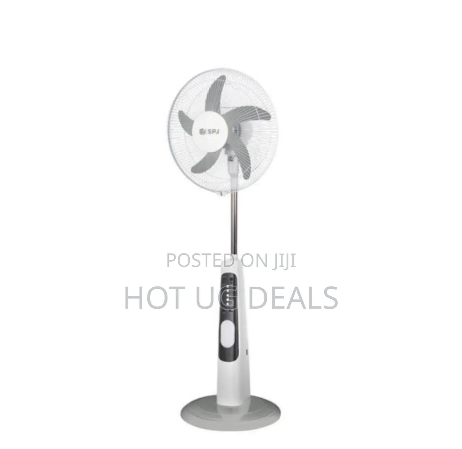 Spj Solar Rechargeable Pedestal Fan With Built-in Light, Usb Charger