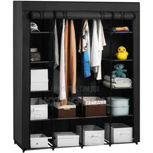 4 Columns Clothes Fabric Steel Frame Wardrobe Storage Organizer Closet