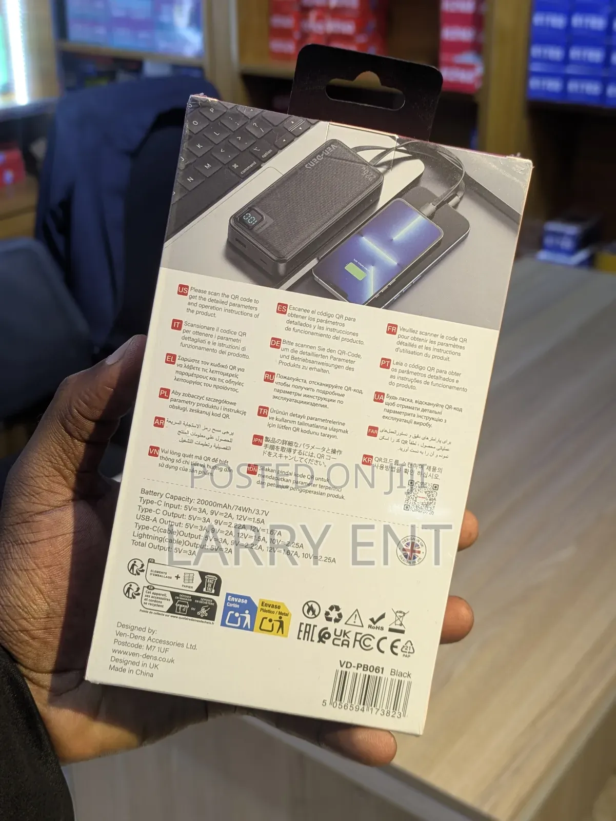 Ven-Dens Power Bank | 20000mah | Lightning Type-C