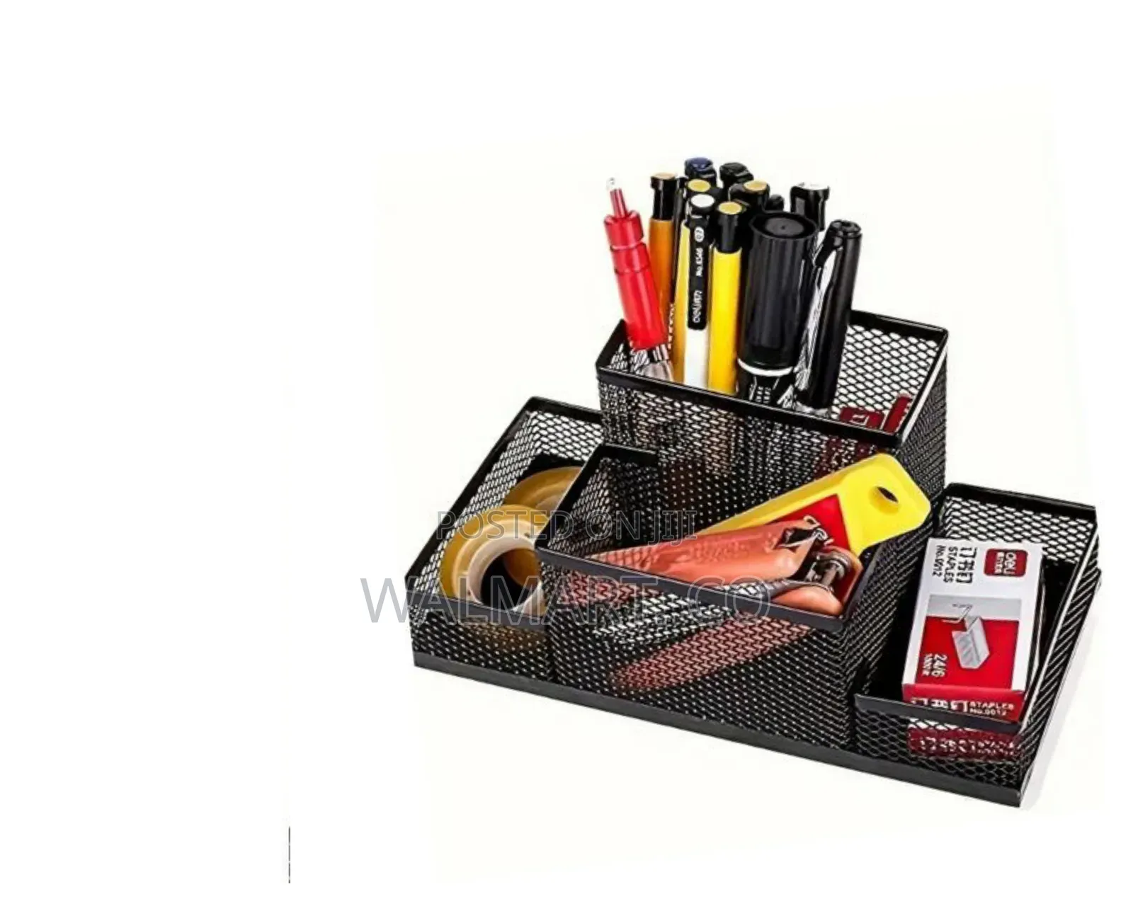 4 Tier Black Mesh Metal Desk Organizer Mult Compartment Pen Organizer