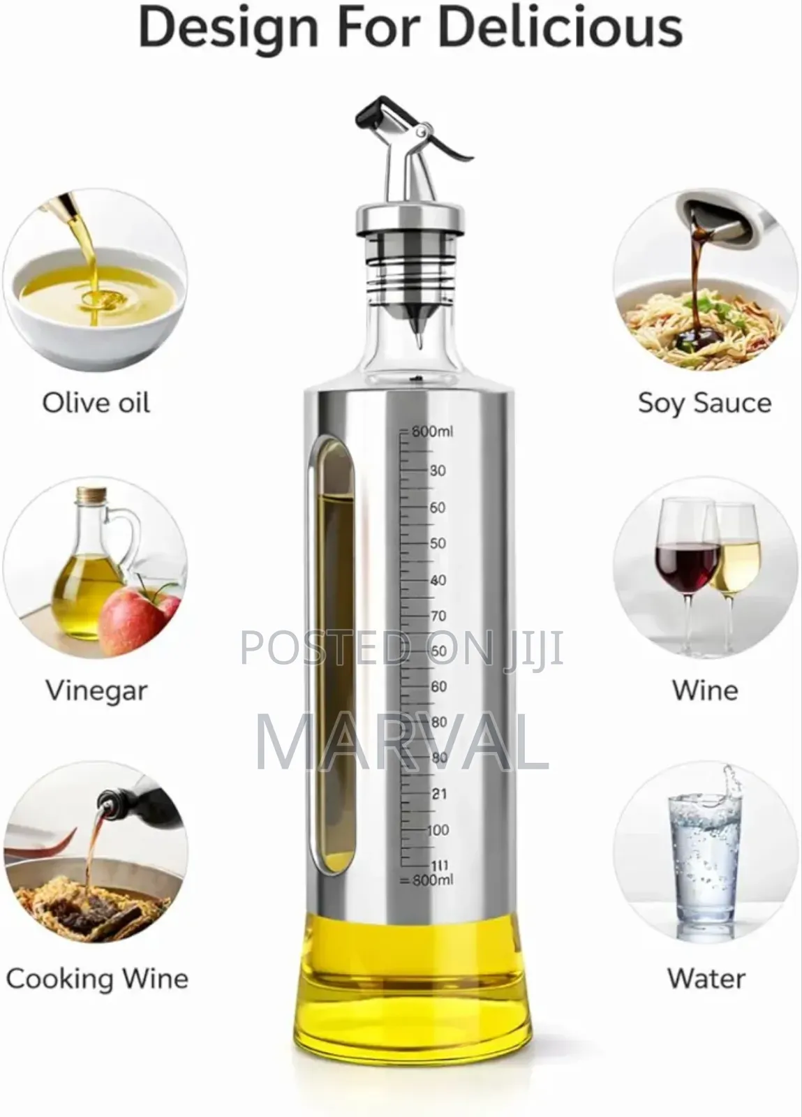 500ml Glass Oil Dispenser Bottle With Stainless Steel Cover