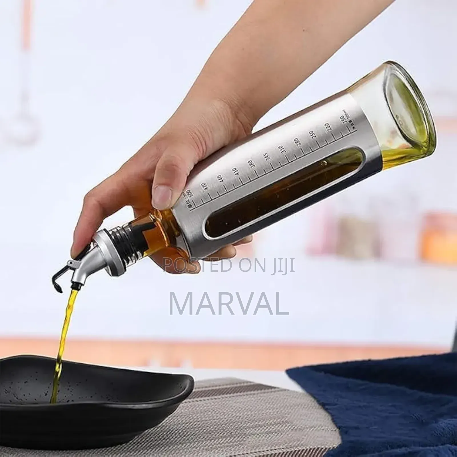 500ml Glass Oil Dispenser Bottle With Stainless Steel Cover