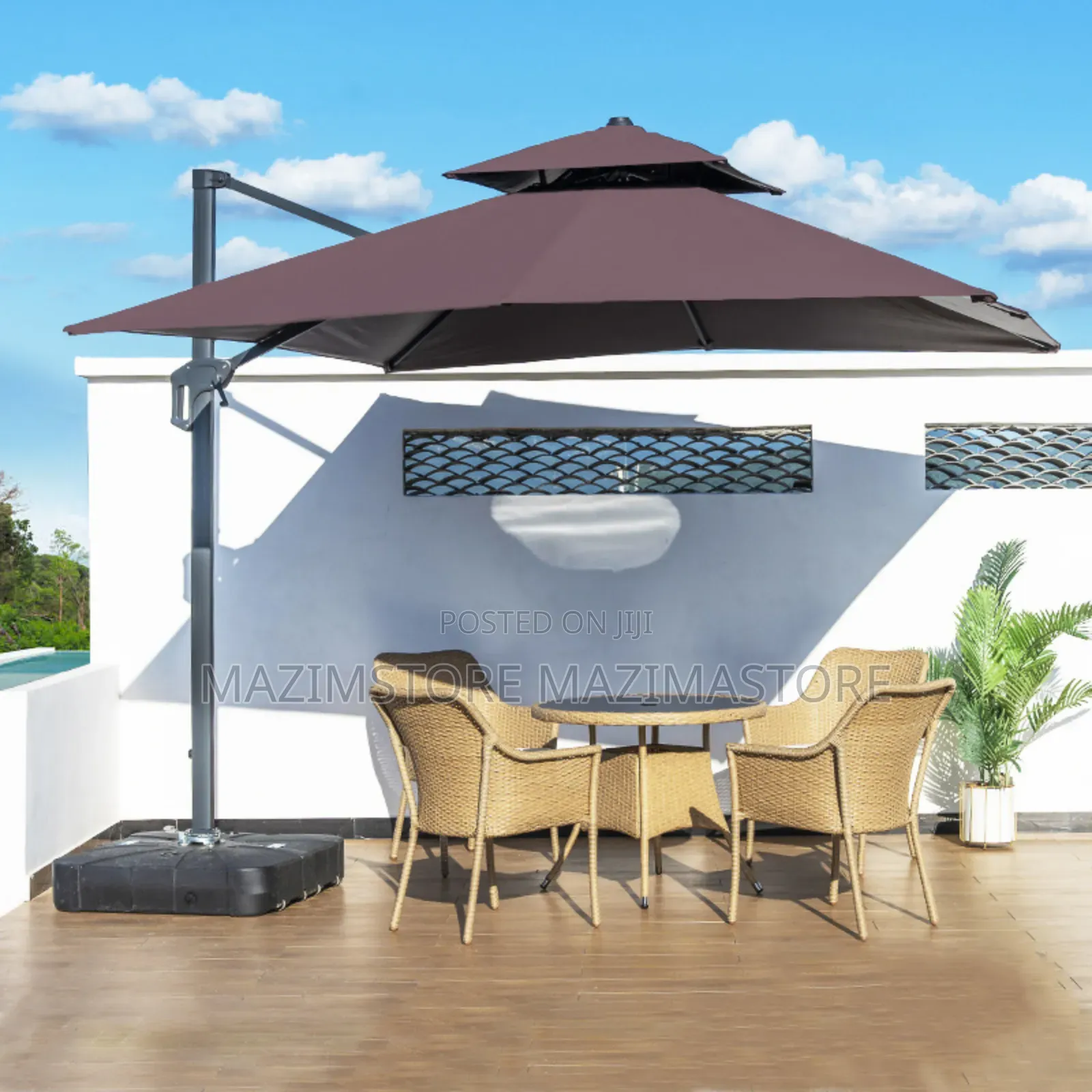 3×3mtrs 3600 Rotating Garden Sun Cantilever Parasol Umbrella