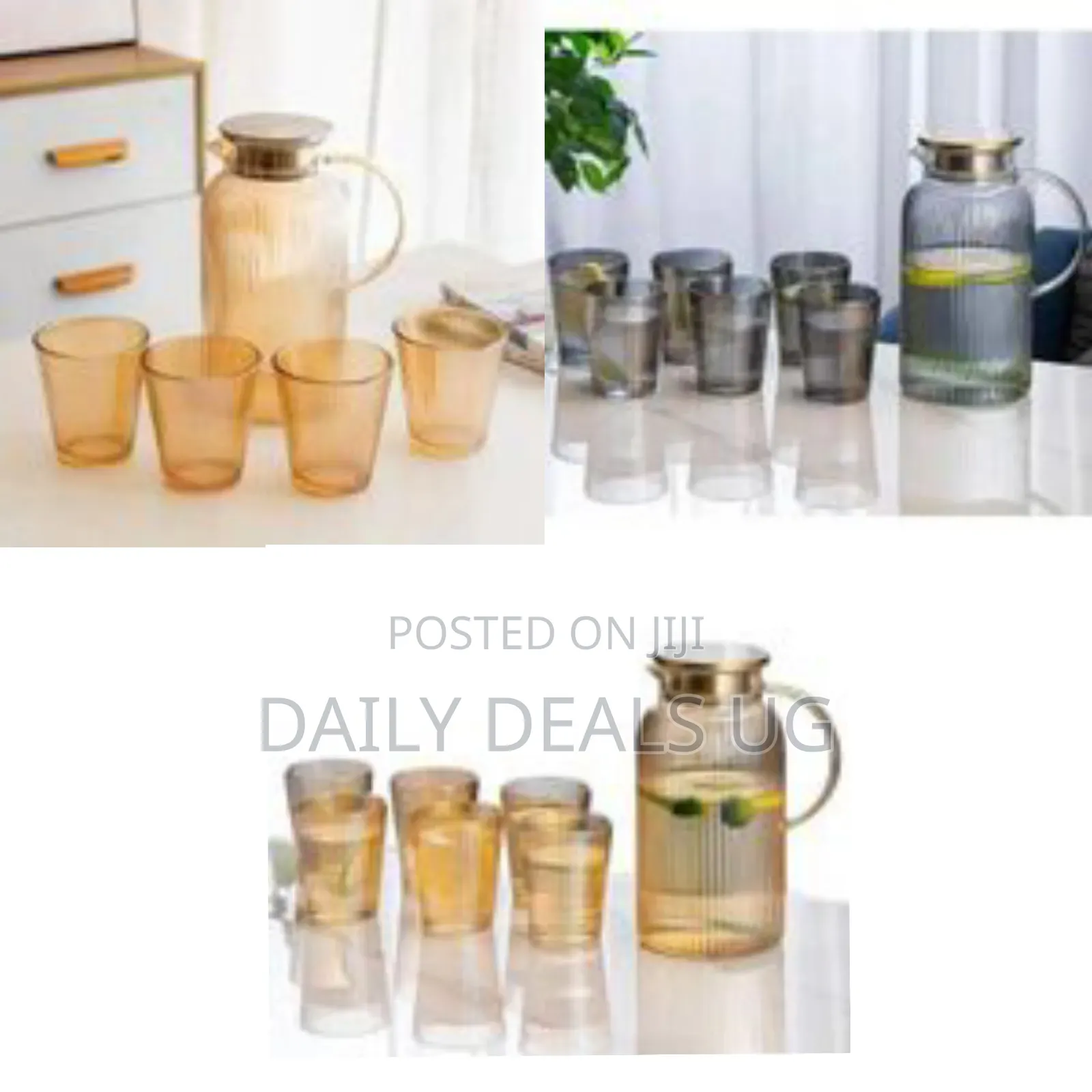 Elegant Ribbed Borosilicate Glass Pitcher Tumbler 7-Piece Set