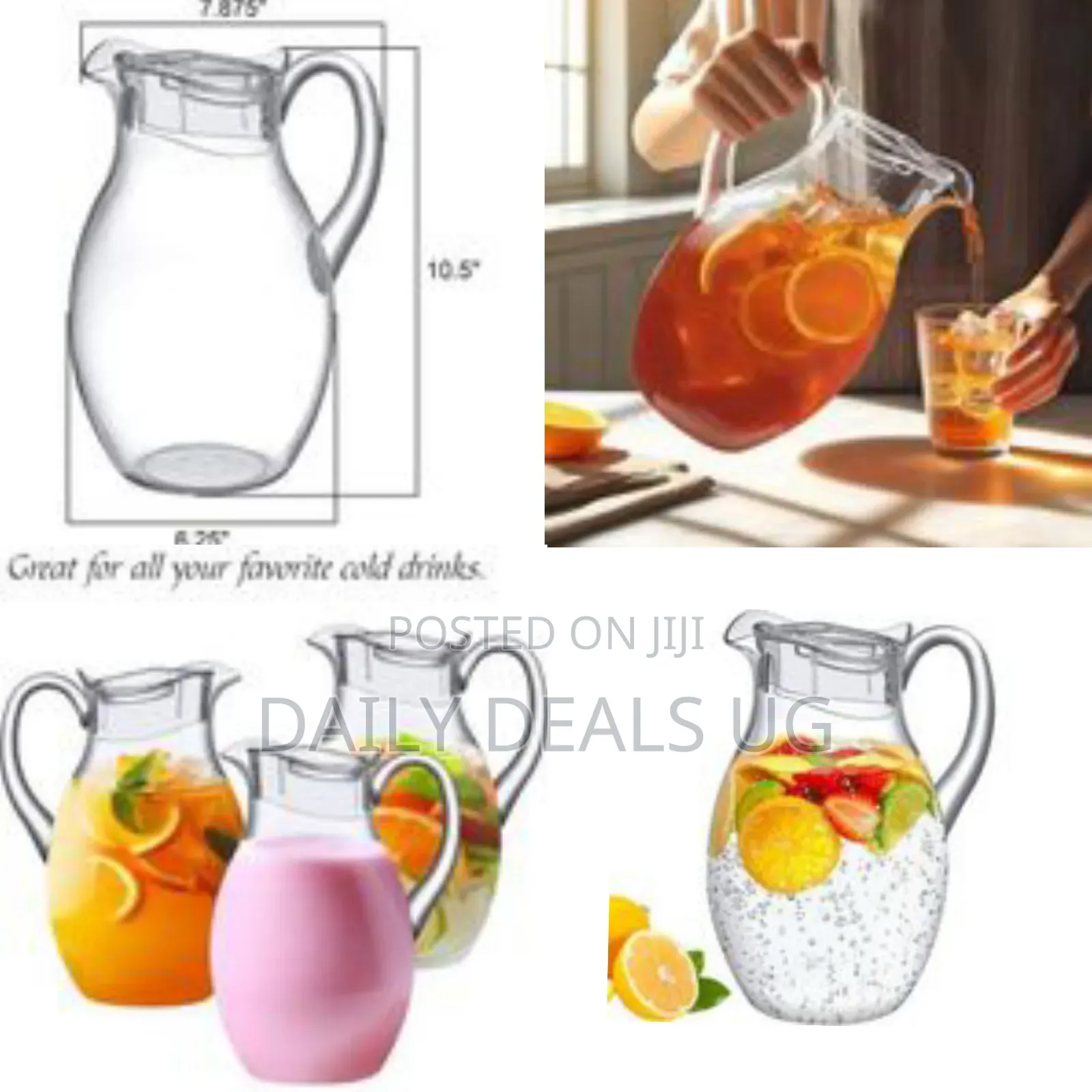 Clear Serving Pitcher / Carafe With Infuser Lid - Transparent