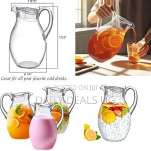 Clear Serving Pitcher / Carafe With Infuser Lid - Transparent