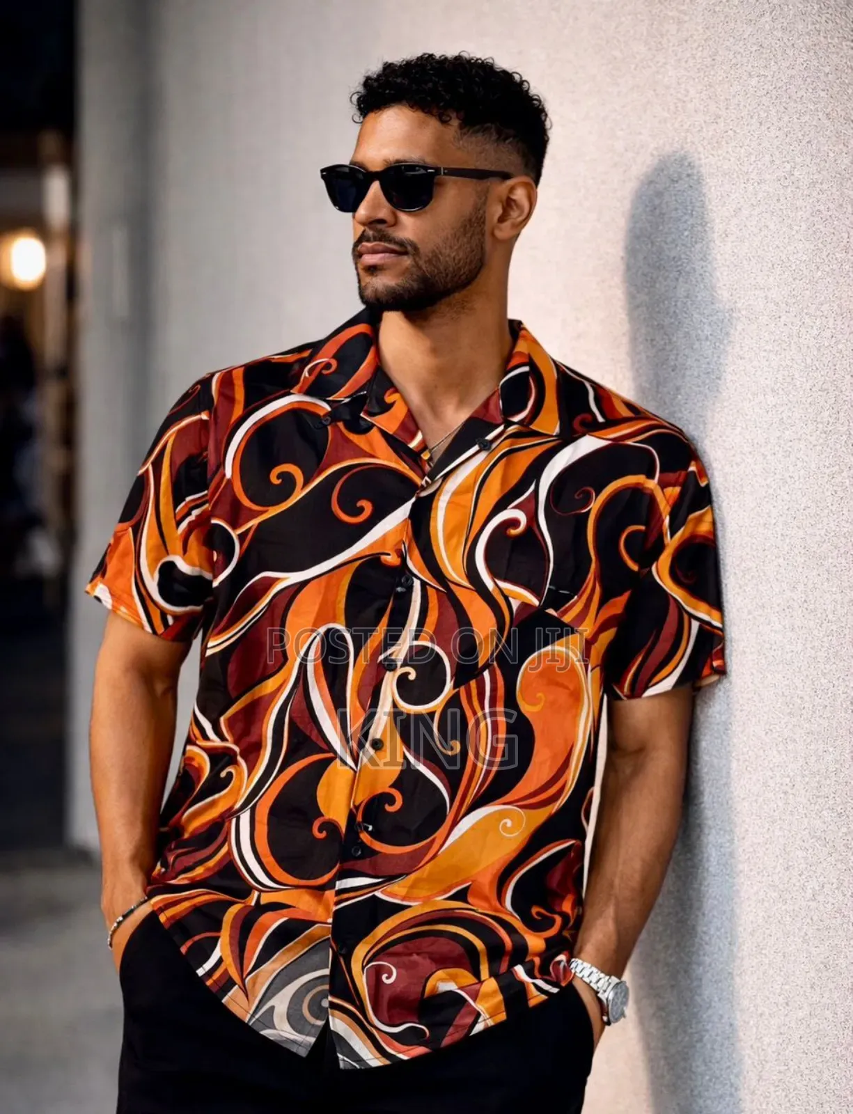 Vintage Men's Short-Sleeve Button-Down Shirt