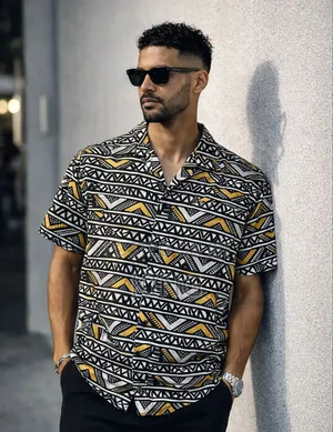 Vintage Men's Short-Sleeve Button-Down Shirt