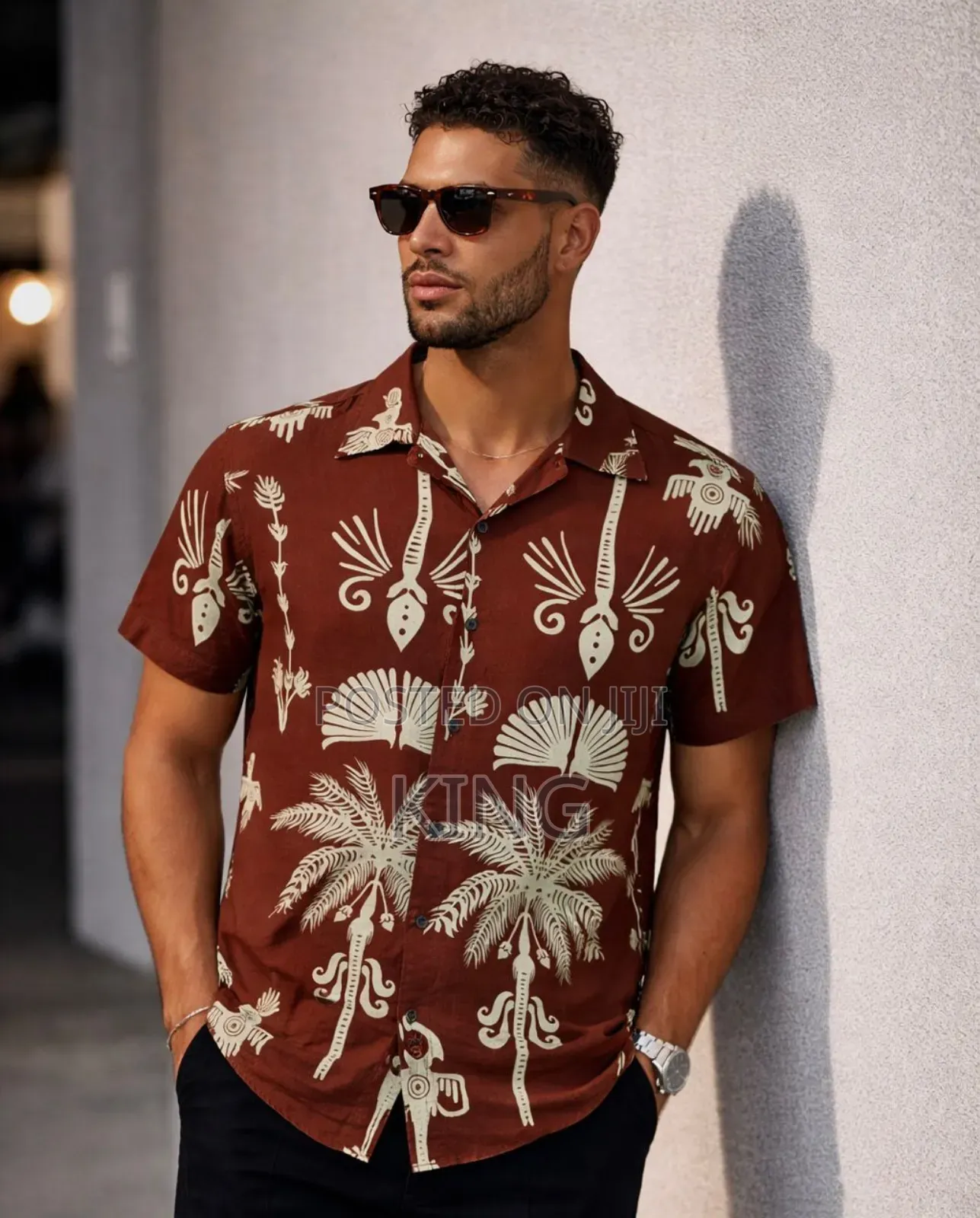 Vintage Men's Short-Sleeve Button-Down Shirt