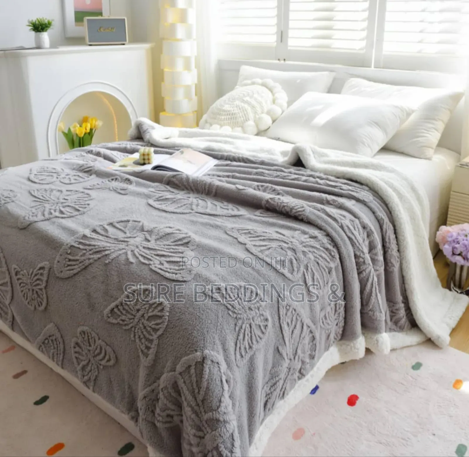 Gray Double Sides Fleece Blanket