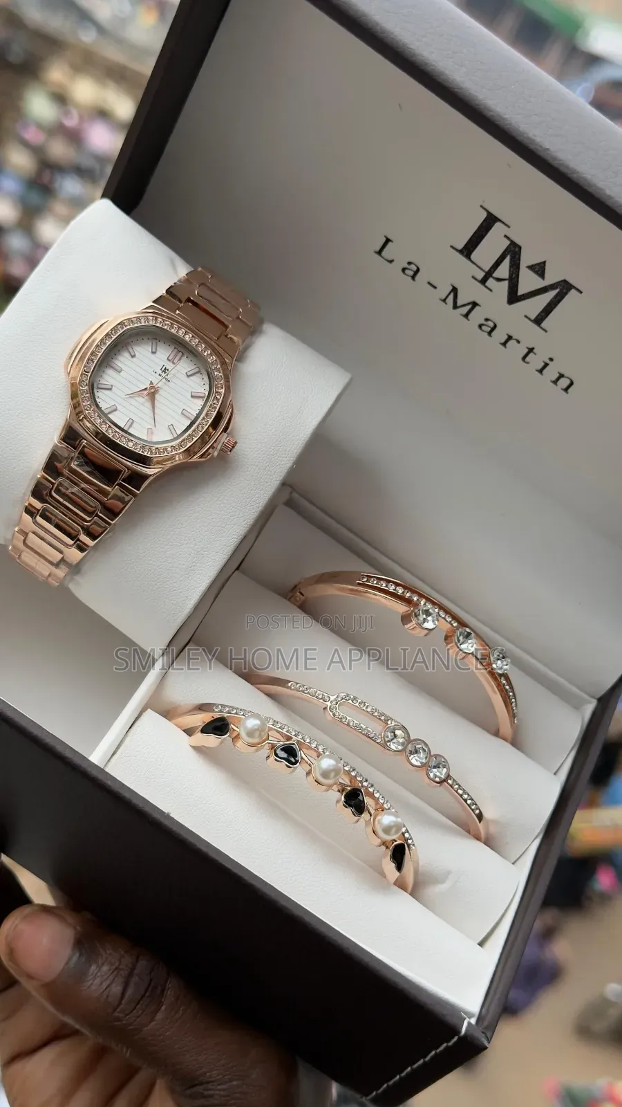 Rose Gold La-Martin Women's Original Wrist Time Gift Box With Bracelet