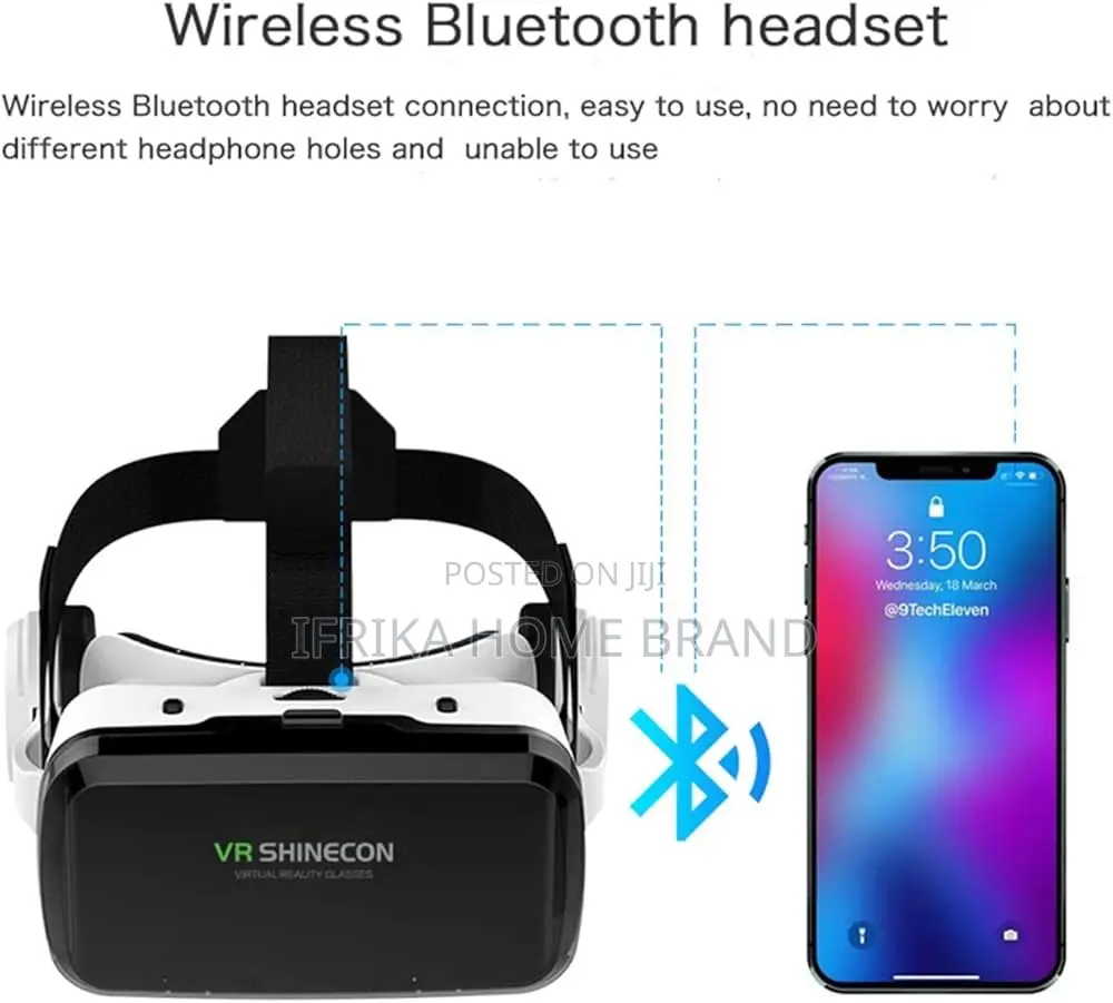 Vr Shinecon Headset +Bluetooth 3d Glasses Hd Virtual Reality Headset