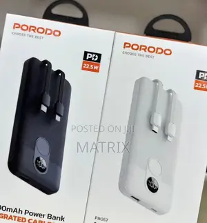 Porodo 10000mah Powerbank Integrated Cable