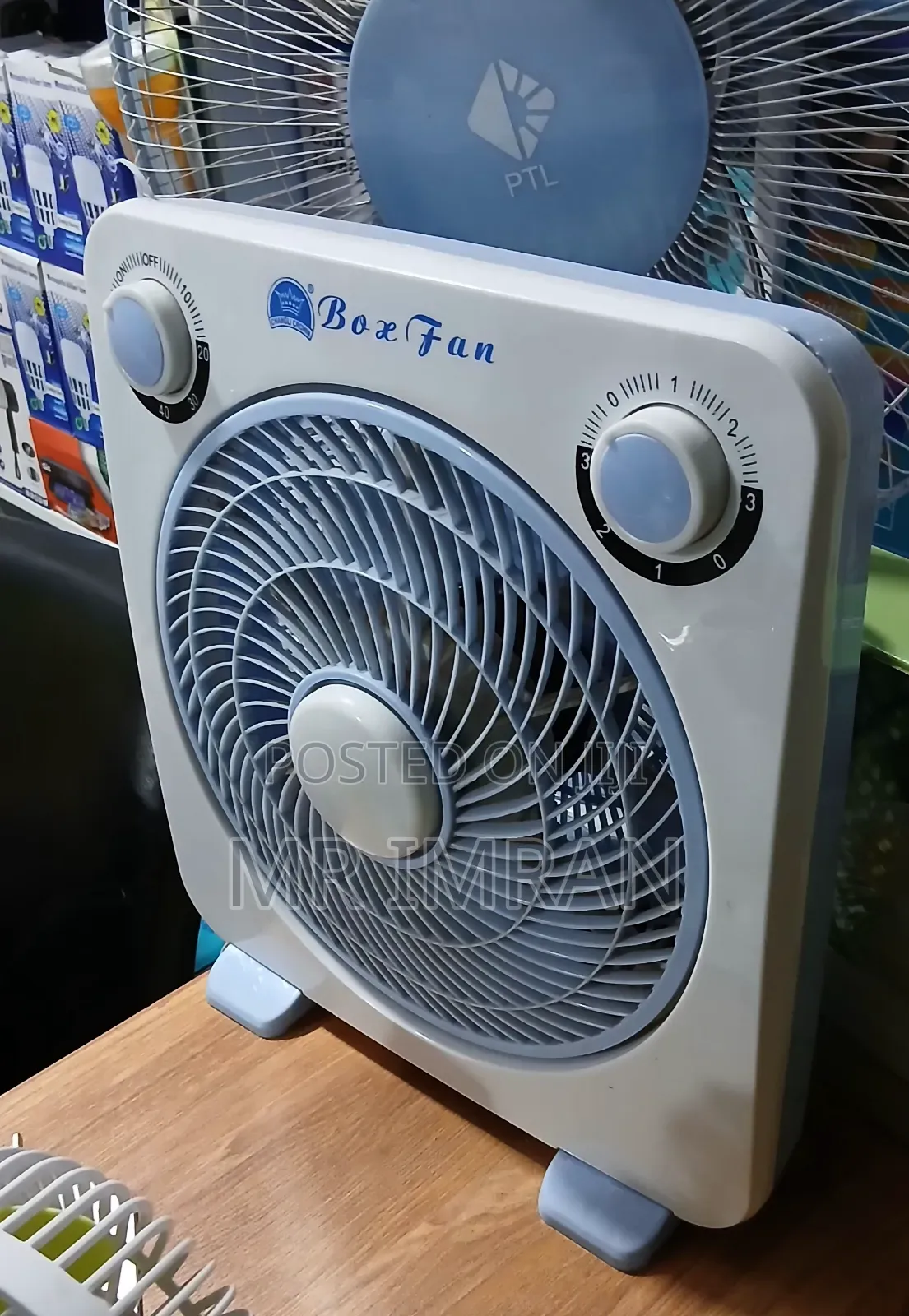 12-Inch Universal Royal Box Fan Designed for Table or Desk Use.