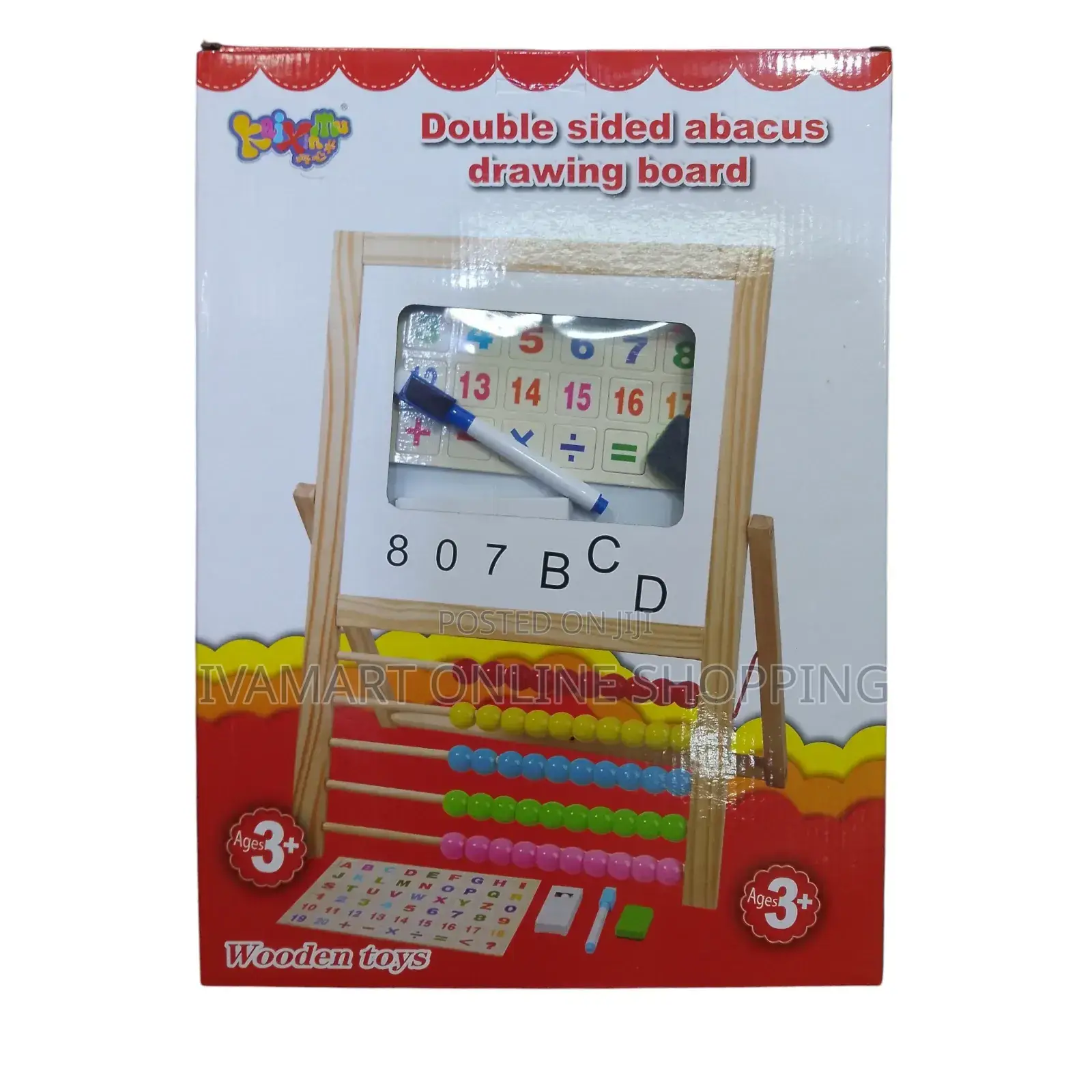 Wooden Double Sided Abacus Drawing Board for Kids - Size 39 × 27 Cm