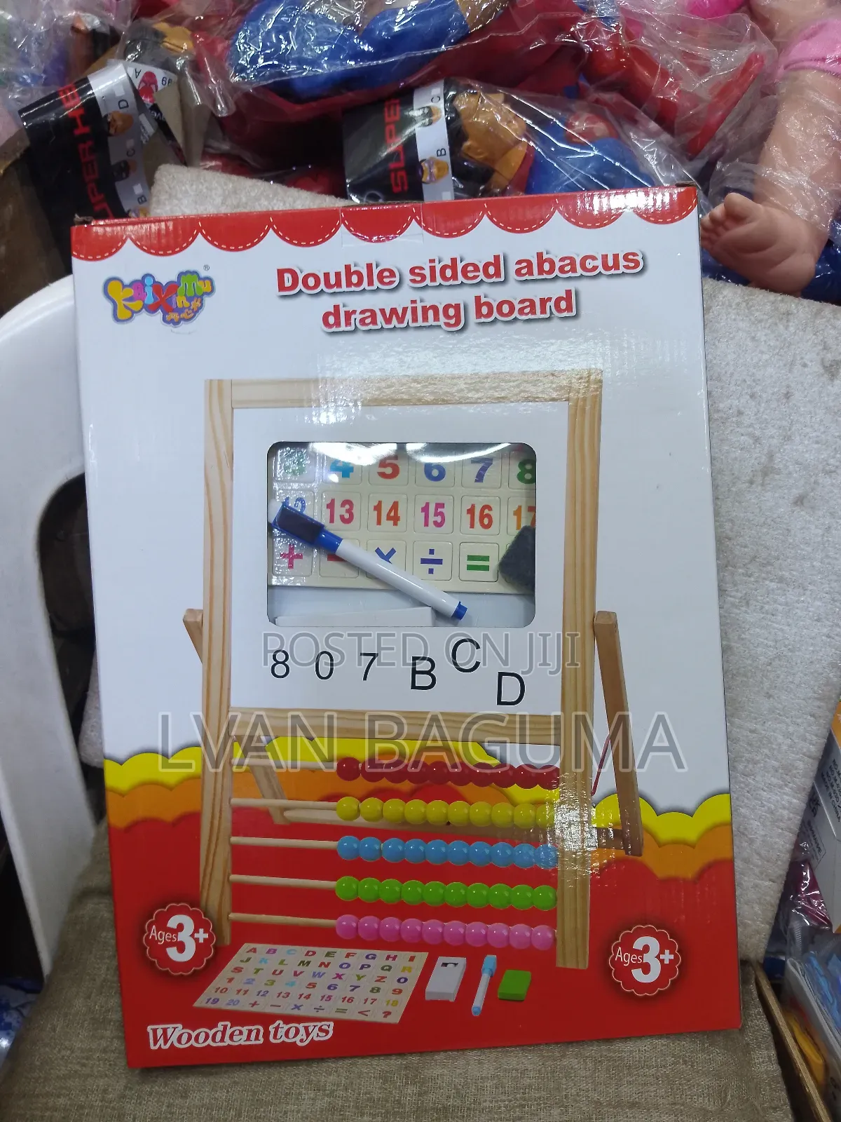 Wooden Double Sided Abacus Drawing Board for Kids - Size 39 × 27 Cm