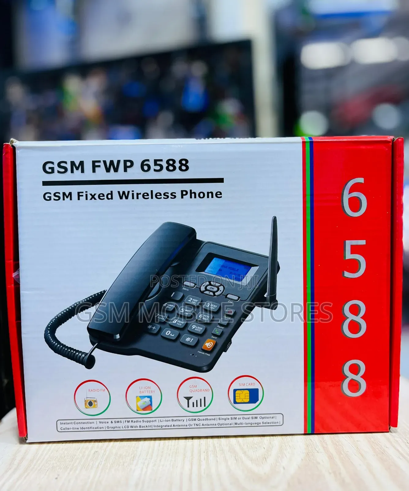 GSM Fixed Wireless Cordless Desktop Phone With 2 Sim Card Slots 6588