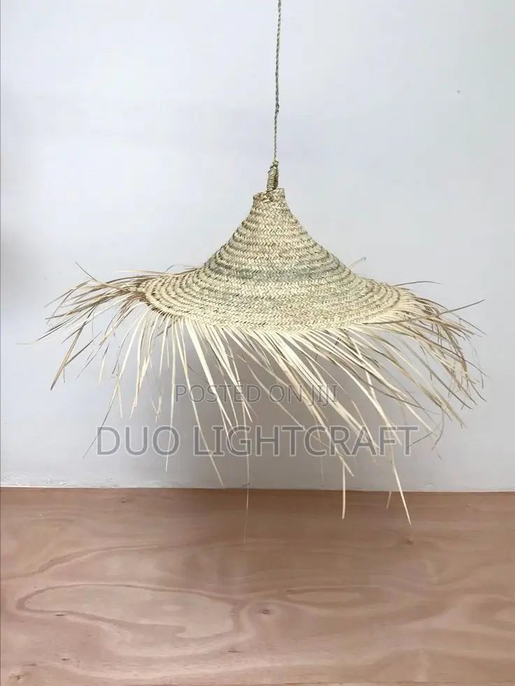 Elegant Palm Leaves Woven Lampshades – Natural Boho Lighting