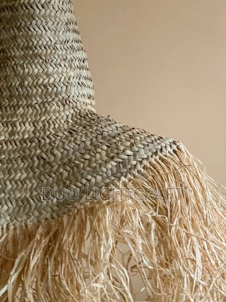 Elegant Palm Leaves Woven Lampshades – Natural Boho Lighting