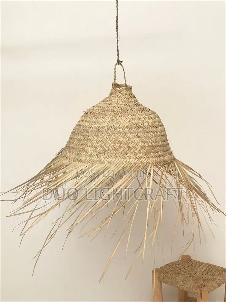 Elegant Palm Leaves Woven Lampshades – Natural Boho Lighting
