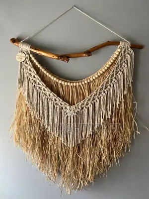 Handmade Macrame Raffia Wall Décor – Boho Natural Art Piece