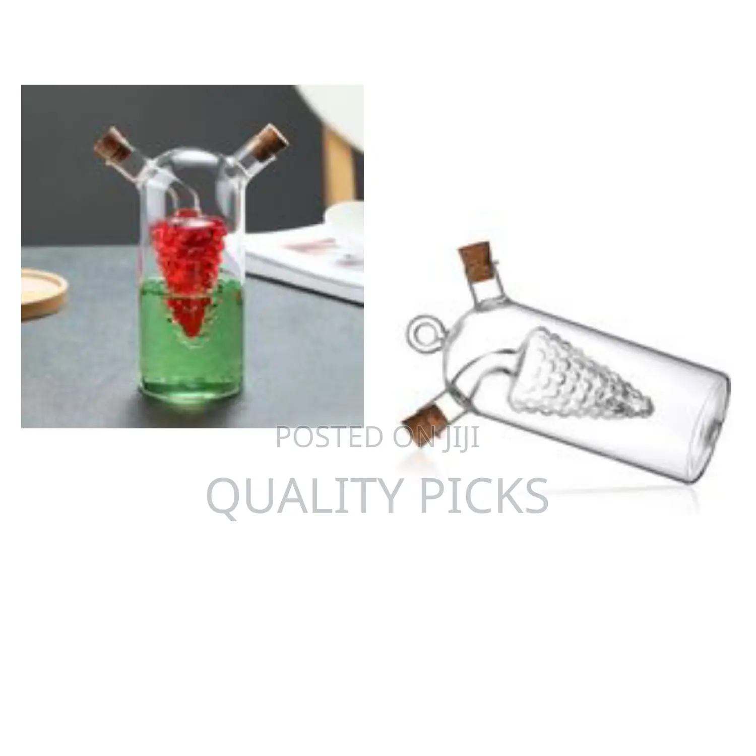 Grape Motif Oil and Vinegar Cruet Dispenser Bottle