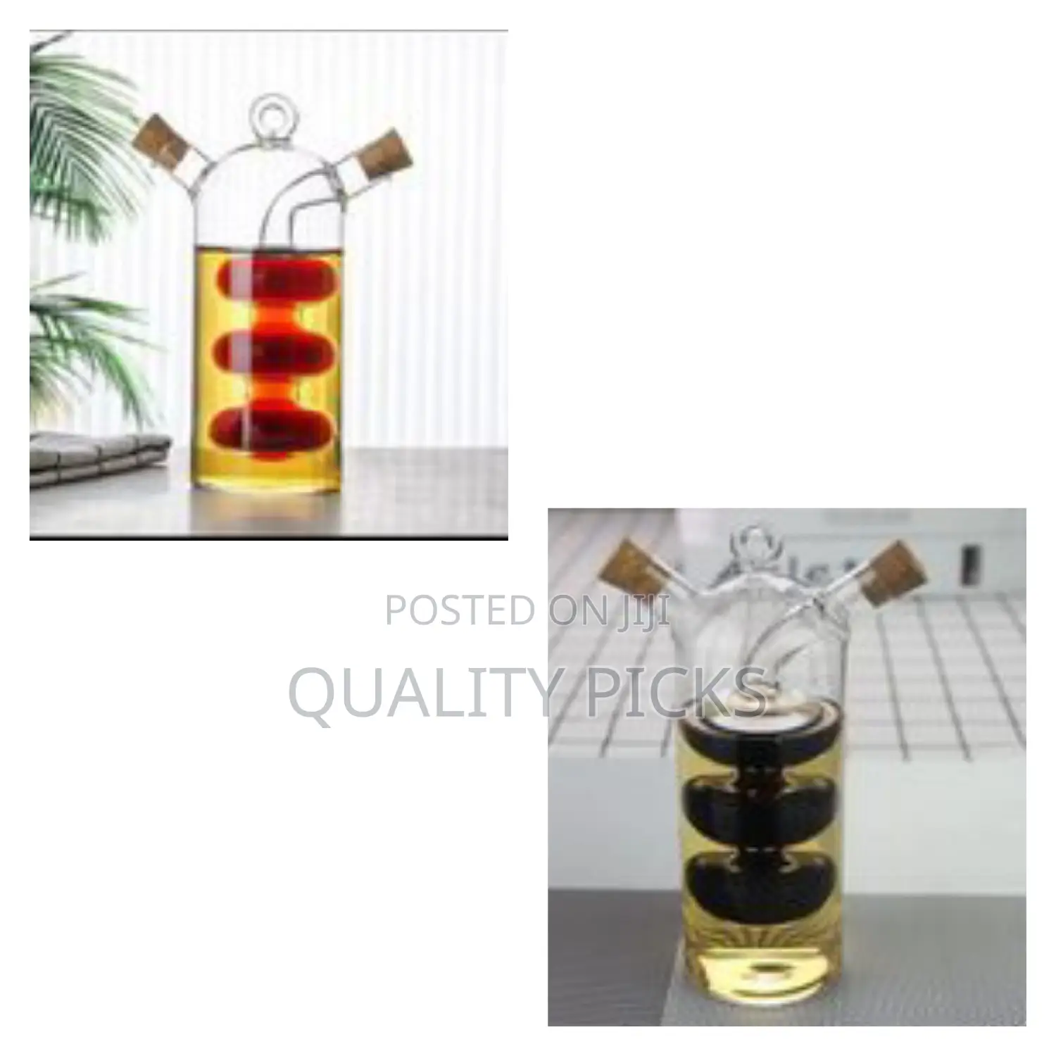 Grape Motif Oil and Vinegar Cruet Dispenser Bottle