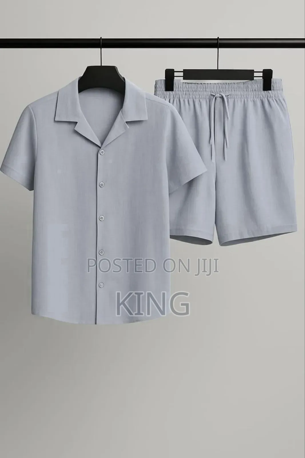 Cuban Collar Linen Shirt and Shorts Set,
