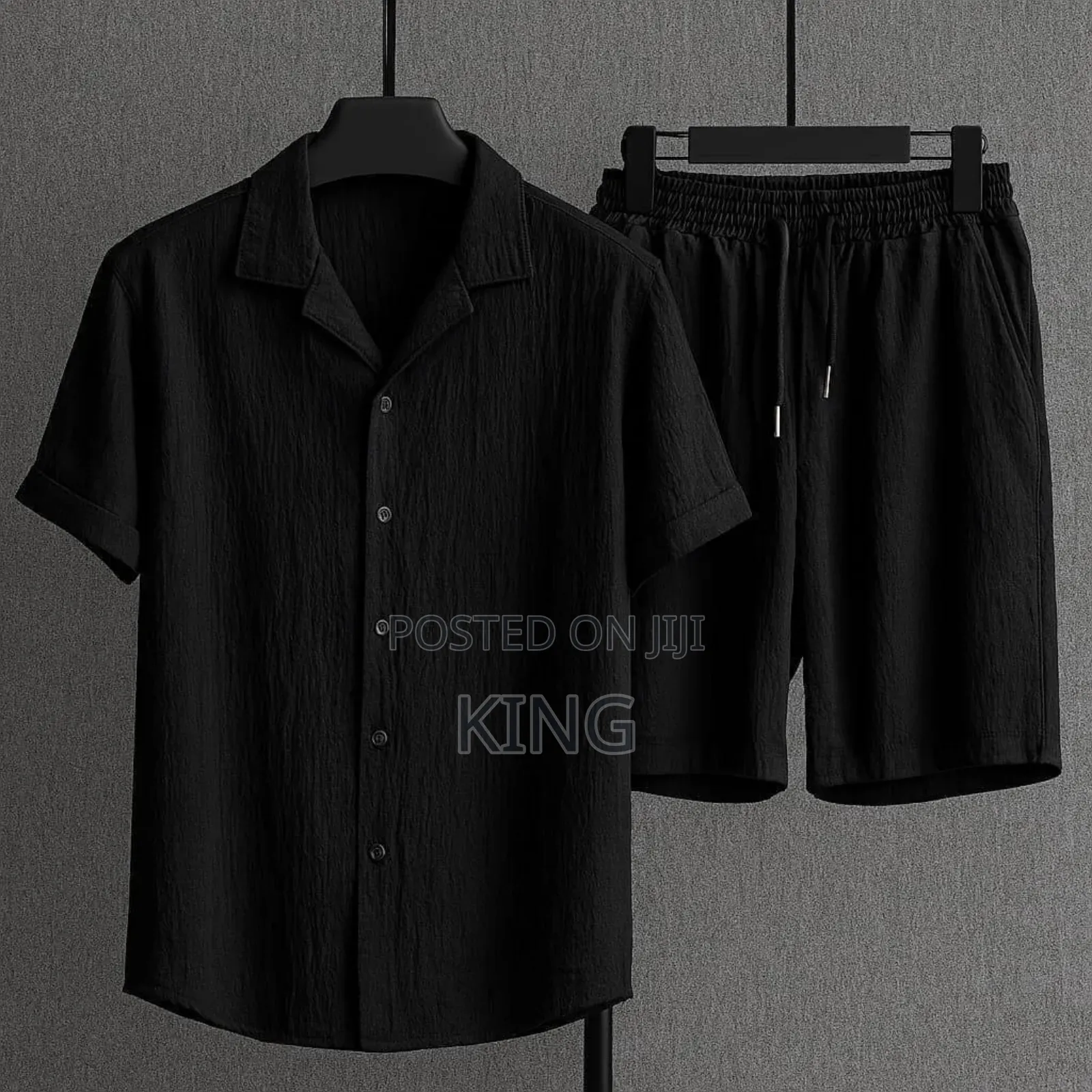 Cuban Collar Linen Shirt and Shorts Set,