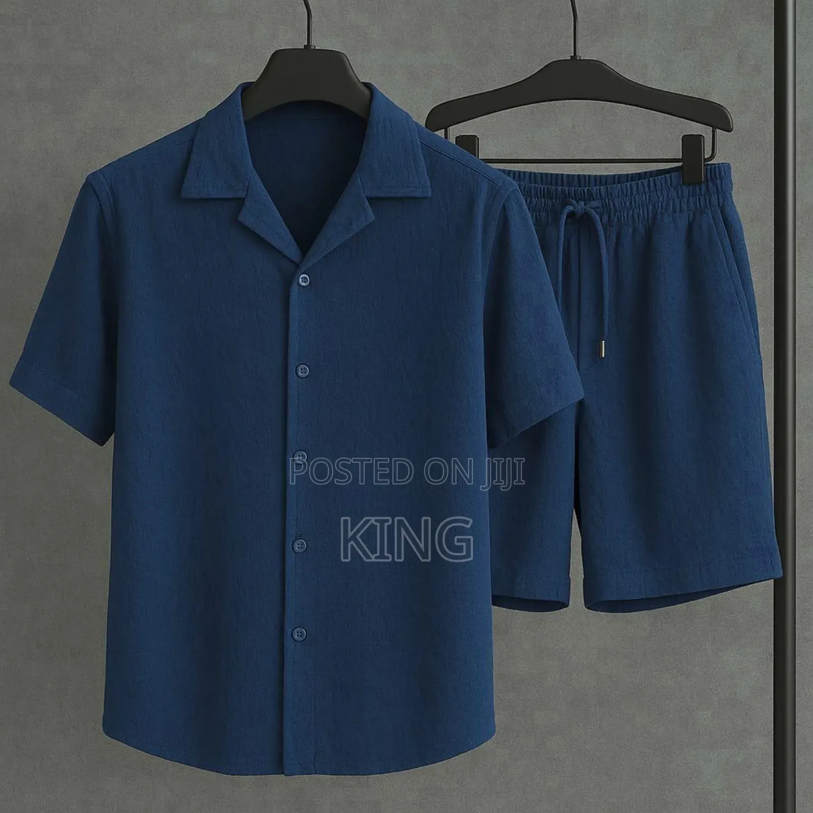Cuban Collar Linen Shirt and Shorts Set,