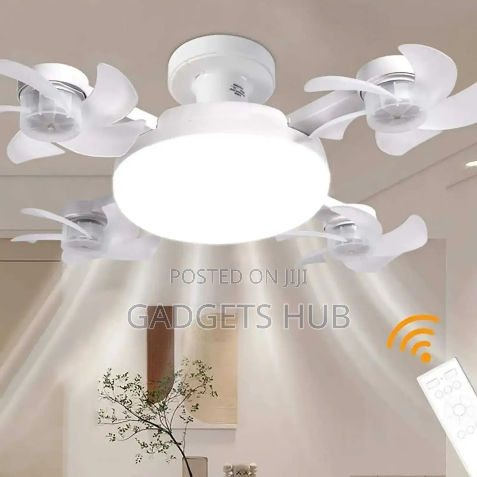 Led Ceiling Fan Light 3 Colors 5 Blades With Remote Control